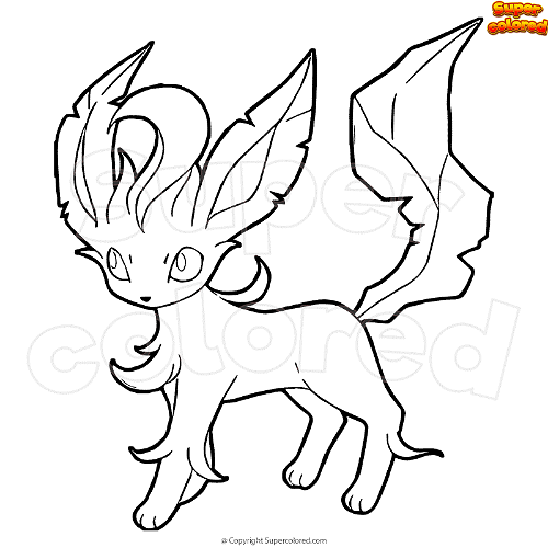 Coloring page pokemon leafeon