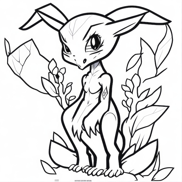 Premium ai image coloring page line art pokemon