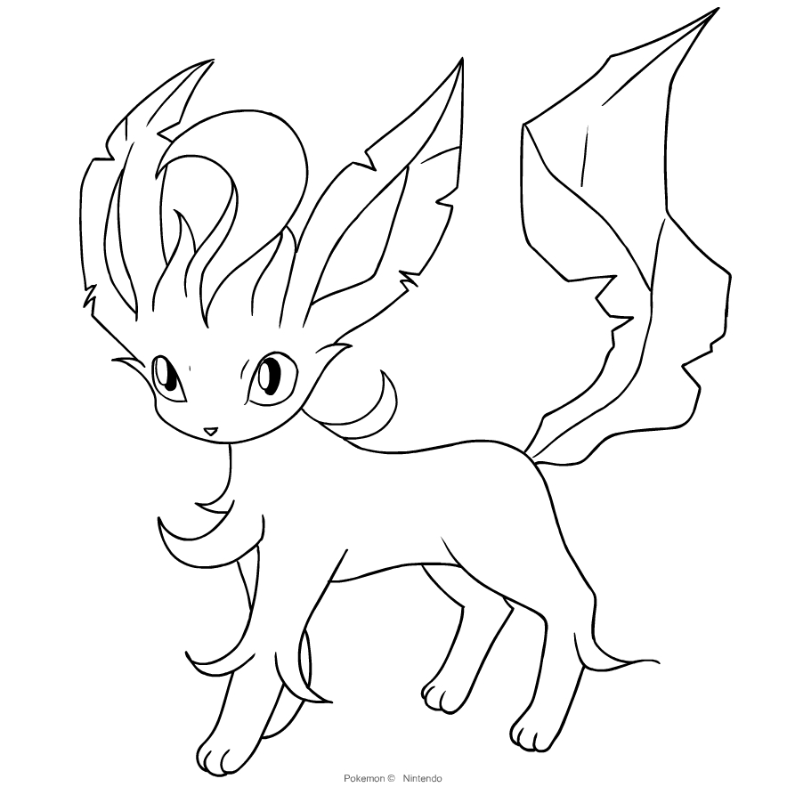 Leafeon from the fourth generation of the pokãmon coloring page