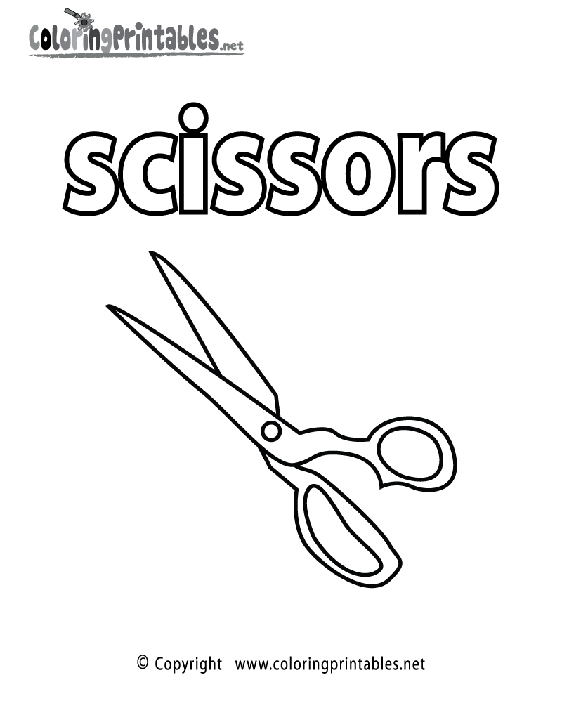 Vocabulary scissors coloring page