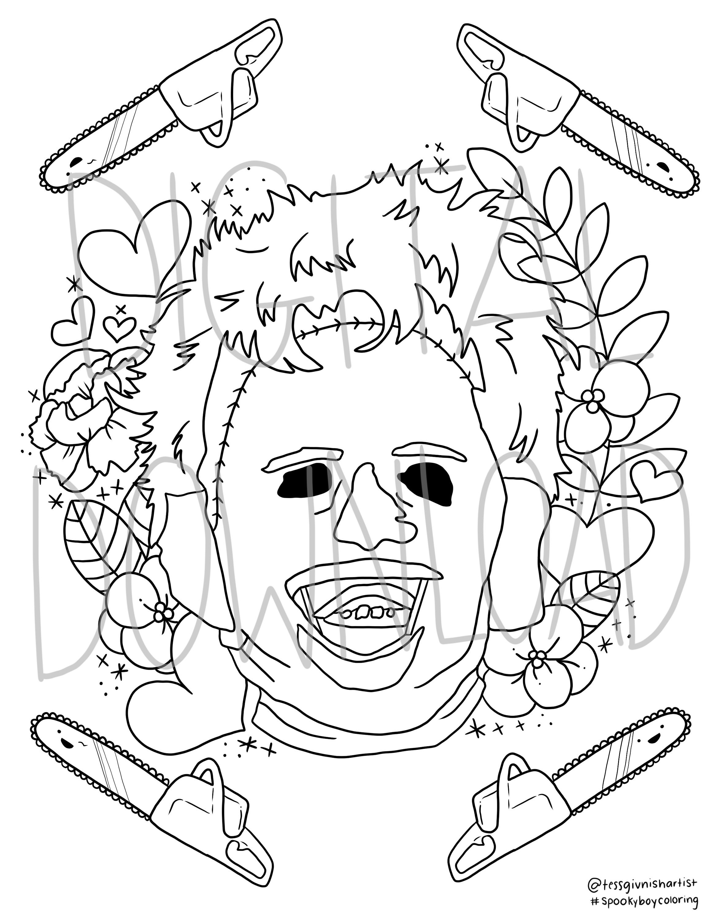 Leatherface coloring sheet