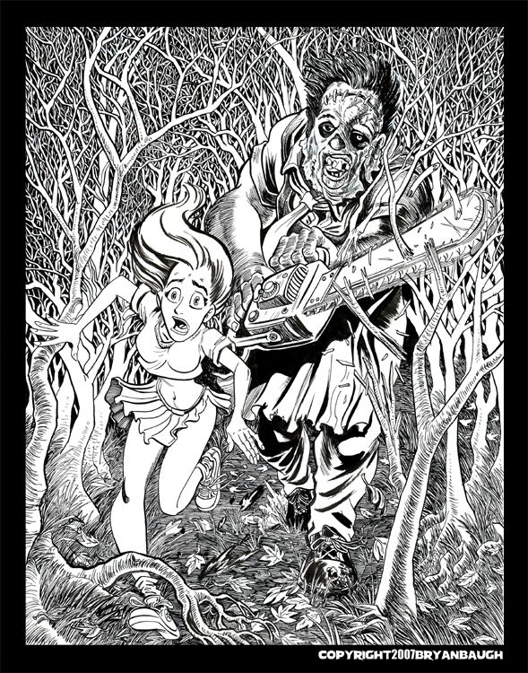 Texas chainsaw black and white by bryanbaugh on deviantart horror art monster coloring pages horror movie art