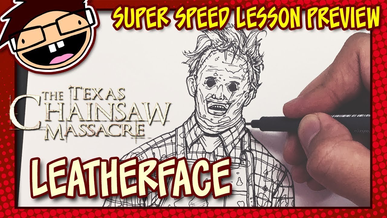 Lesson preview how to draw leatherface the texas chainsaw massacre super speed time lapse art