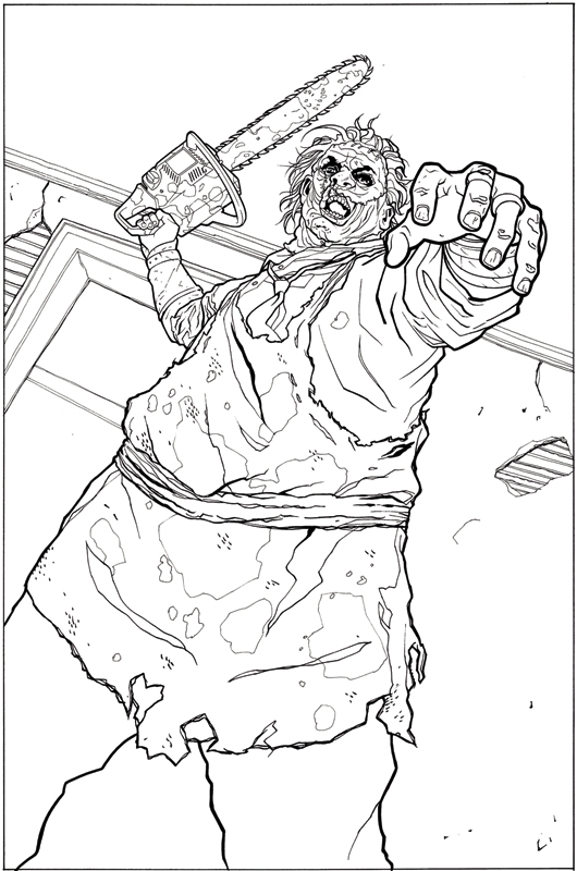 Leatherface line art in tom feisters for sale ic art gallery room