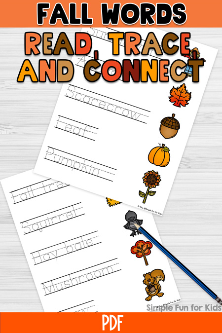 Fall words read trace and connect