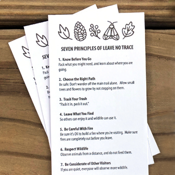 Seven principles of leave no trace printable coloring cards by mandy porta