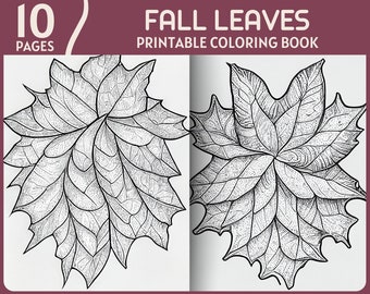 Fall leaves coloring pages natural leaf theme printable coloring book realistic leaves