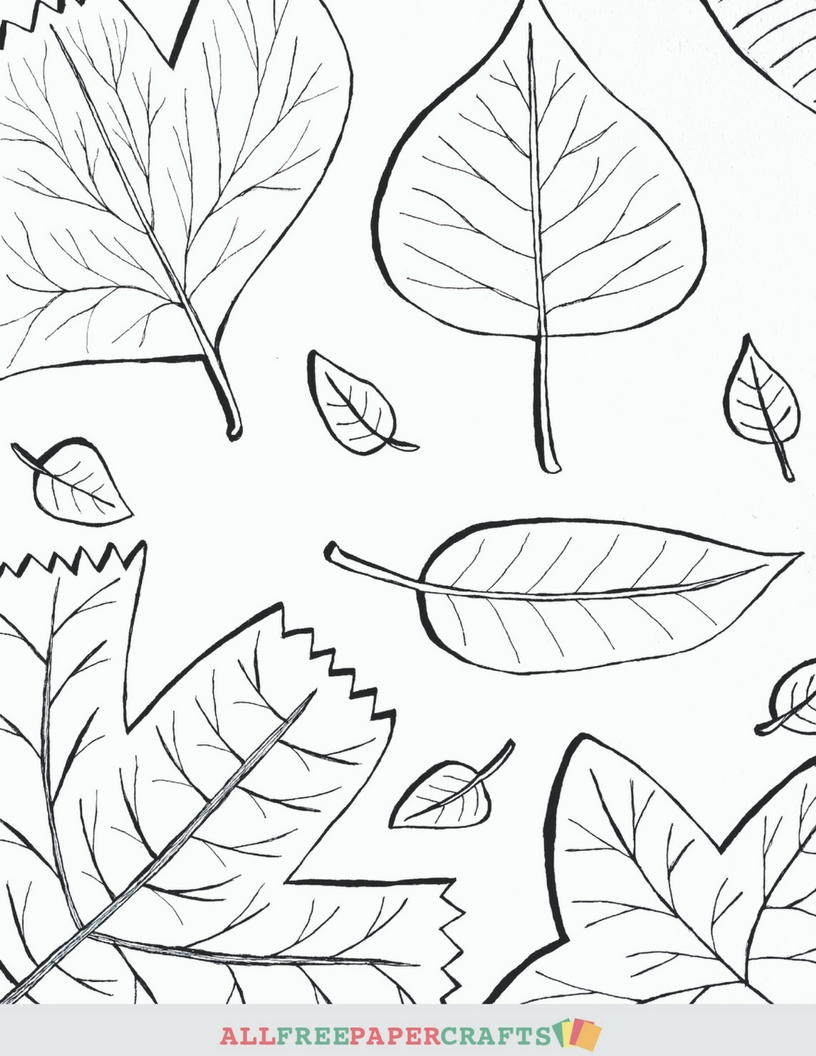 Cascading fall leaves printable coloring pages