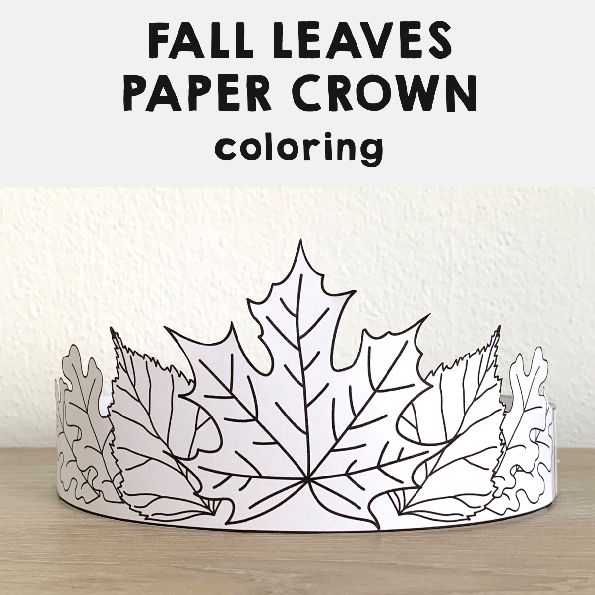 Autumn fall leaves paper crown printable coloring craft activity made by teachers