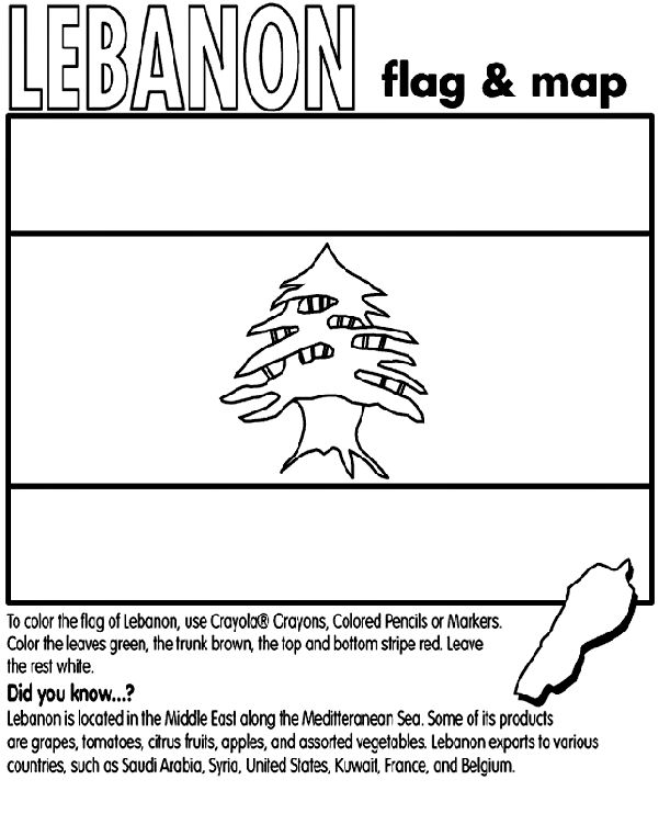 Mercið flag coloring pages lebanon lebanon flag