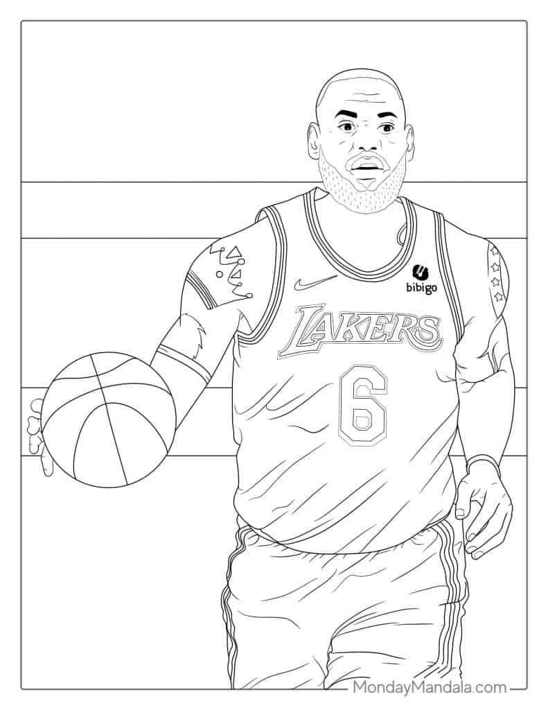 Lebron james coloring pages free pdf printables