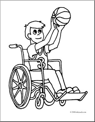 Clip art kids boy playing basketball coloring page i