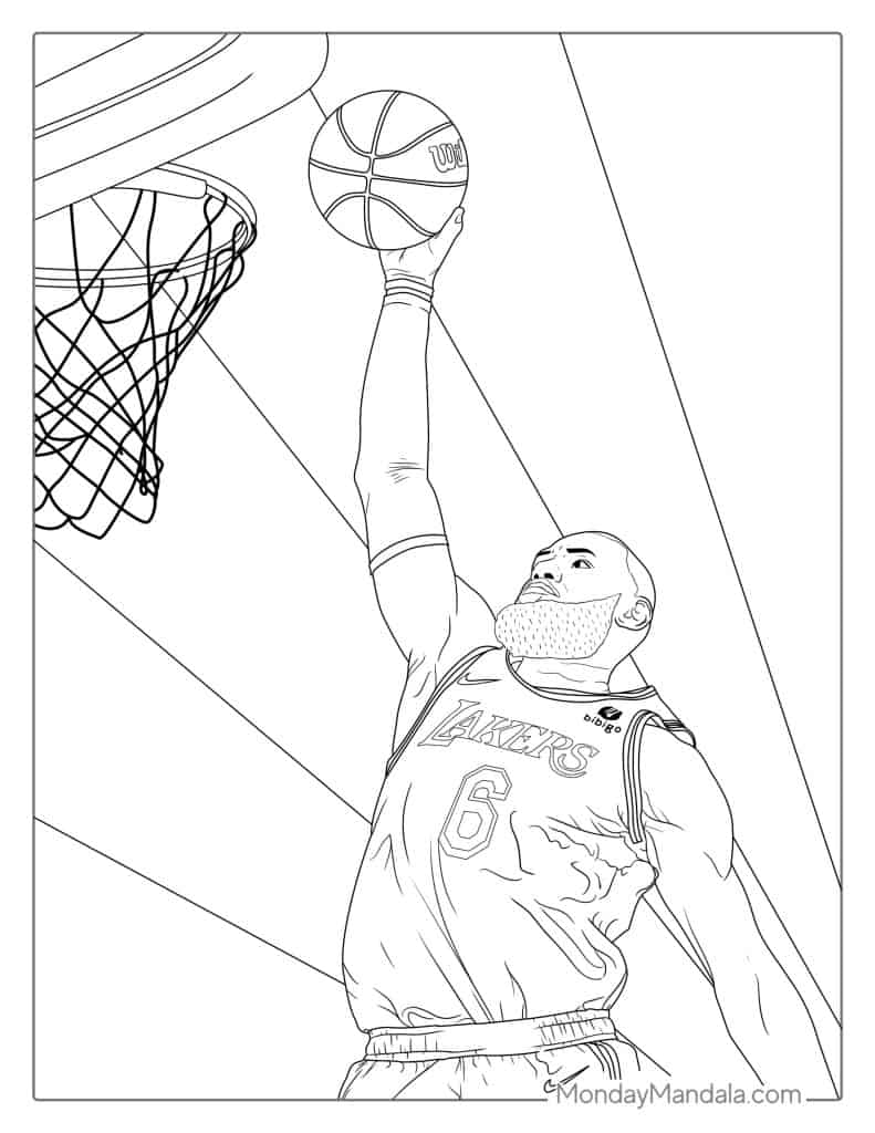 Lebron james coloring pages free pdf printables