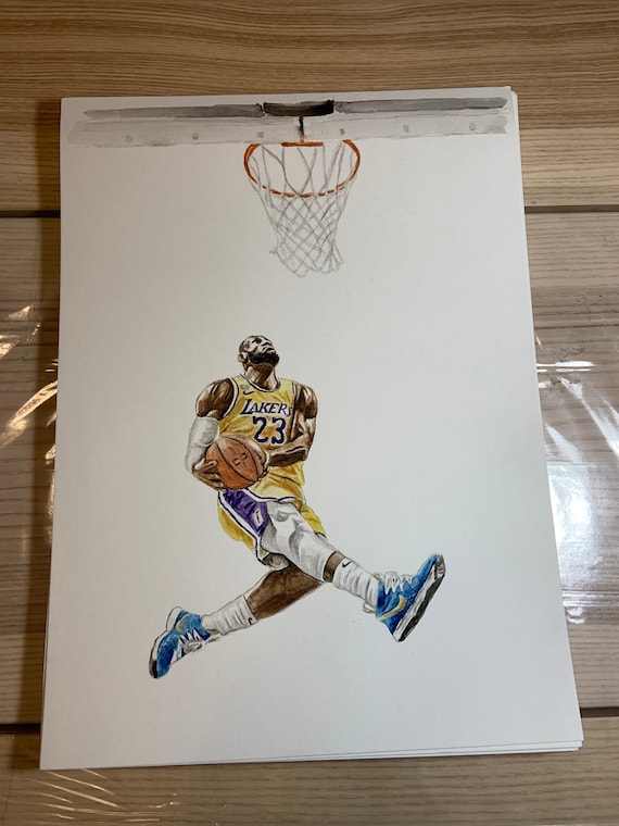 Lebron james la lakers basketball nba watercolour painting