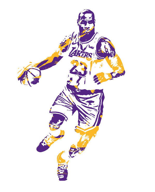 Lebron james los angeles lakers pixel art art print by joe hamilton