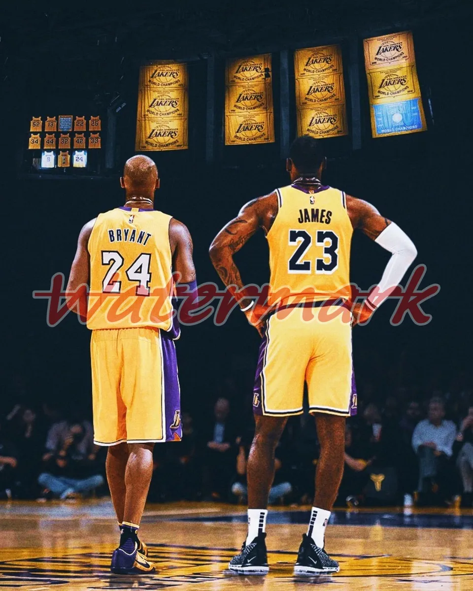 Nba los angeles la lakers kobe bryant lebron james color x photo picture