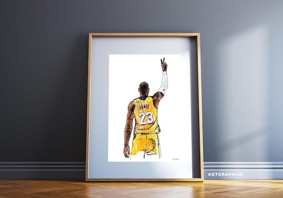 Lebron james inspired art la lakers basketball drawing nba kobe bryant print wall print poster sports more colours