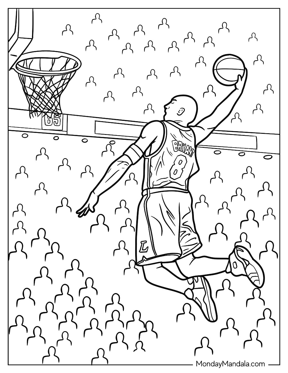 Kobe bryant coloring pages free pdf printables