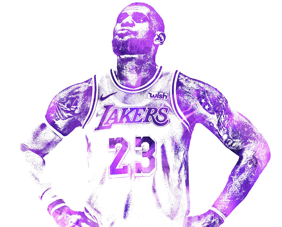 Lebron james los angeles lakers water color pixel art mixed media by joe hamilton