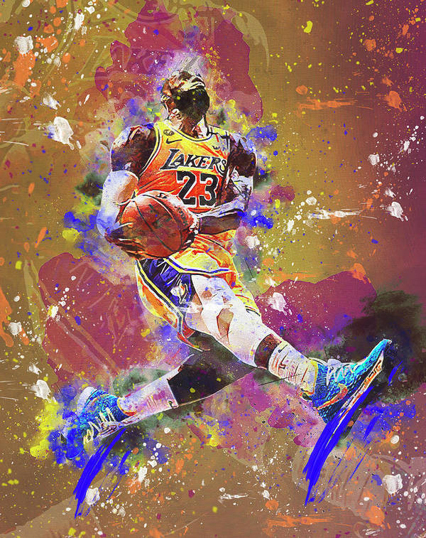 Lebron james lakers mixed media poster by elite editions