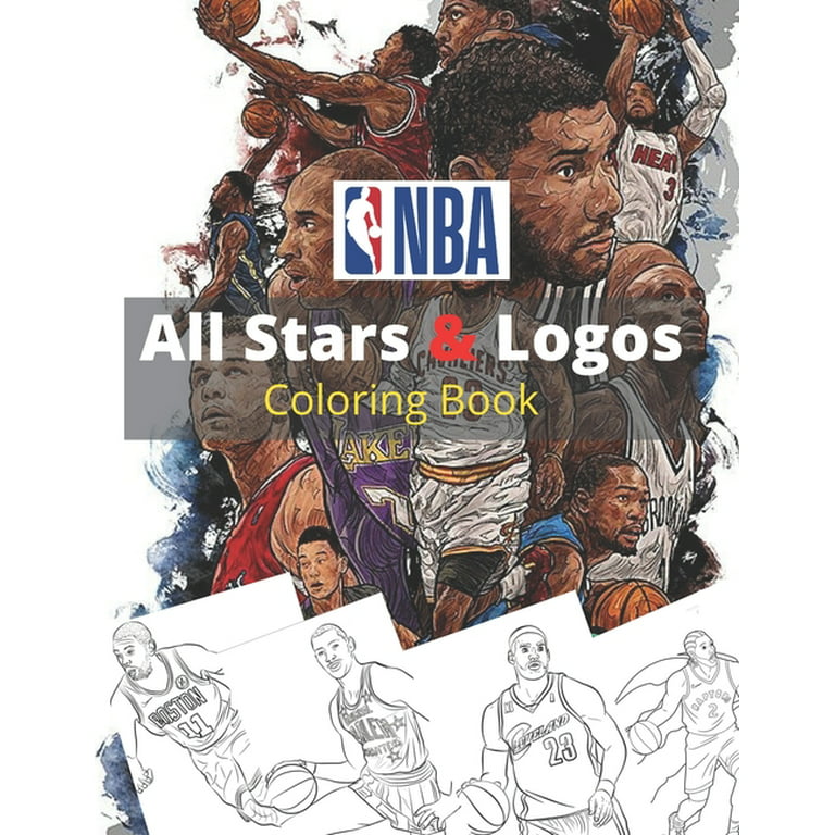 Nba all stars logos coloring book lebron james kevin durant kawhi leonard stephen curry russell westbrook and all team logo paperback