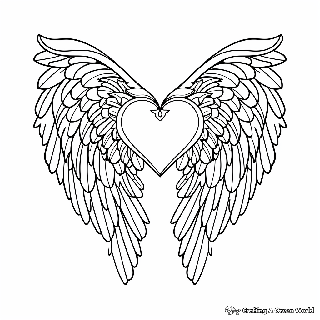 Heart with wings coloring pages