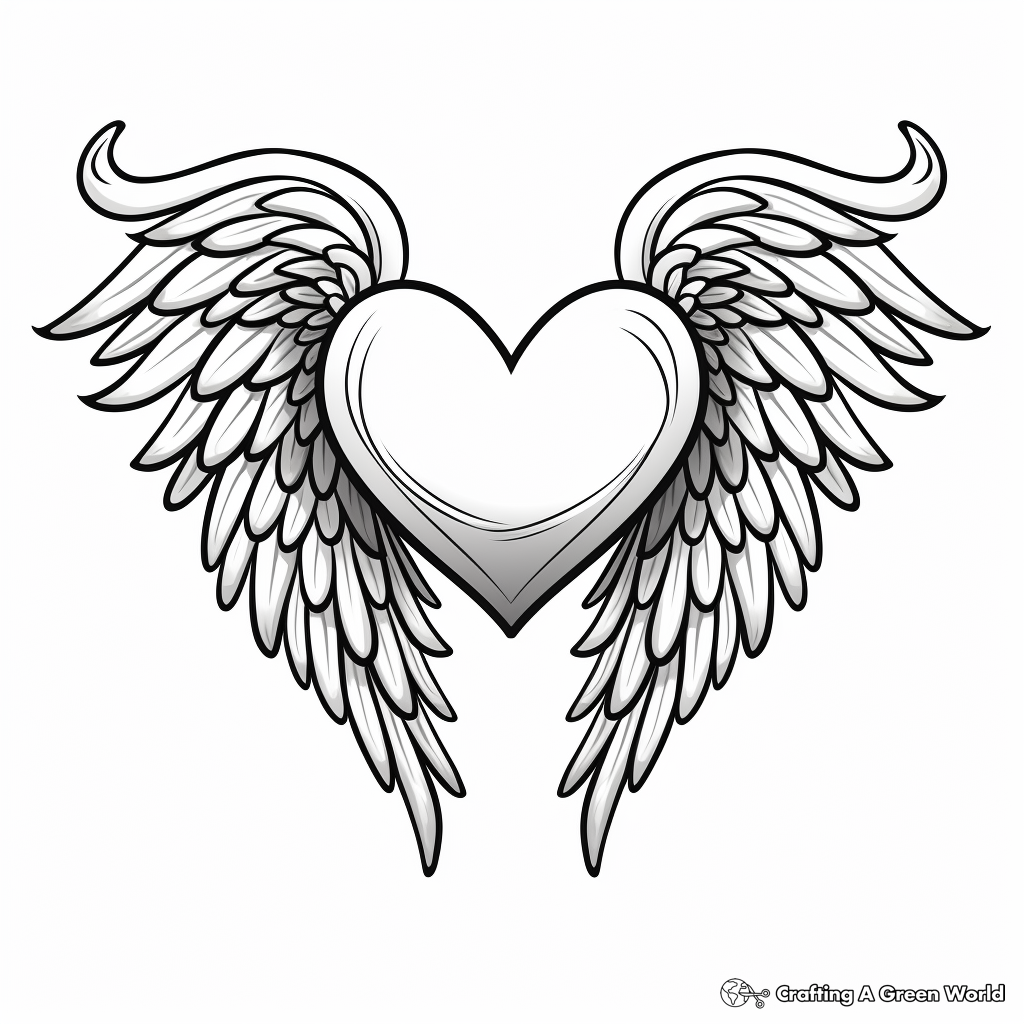 Heart with wings coloring pages