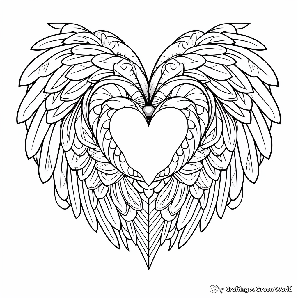 Heart with wings coloring pages