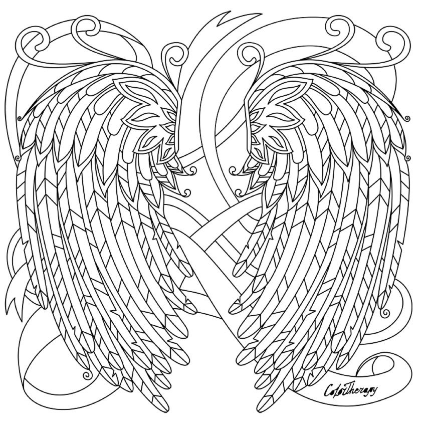 Angel wings coloring page colortherapyapp angel coloring pages coloring pages heart coloring pages