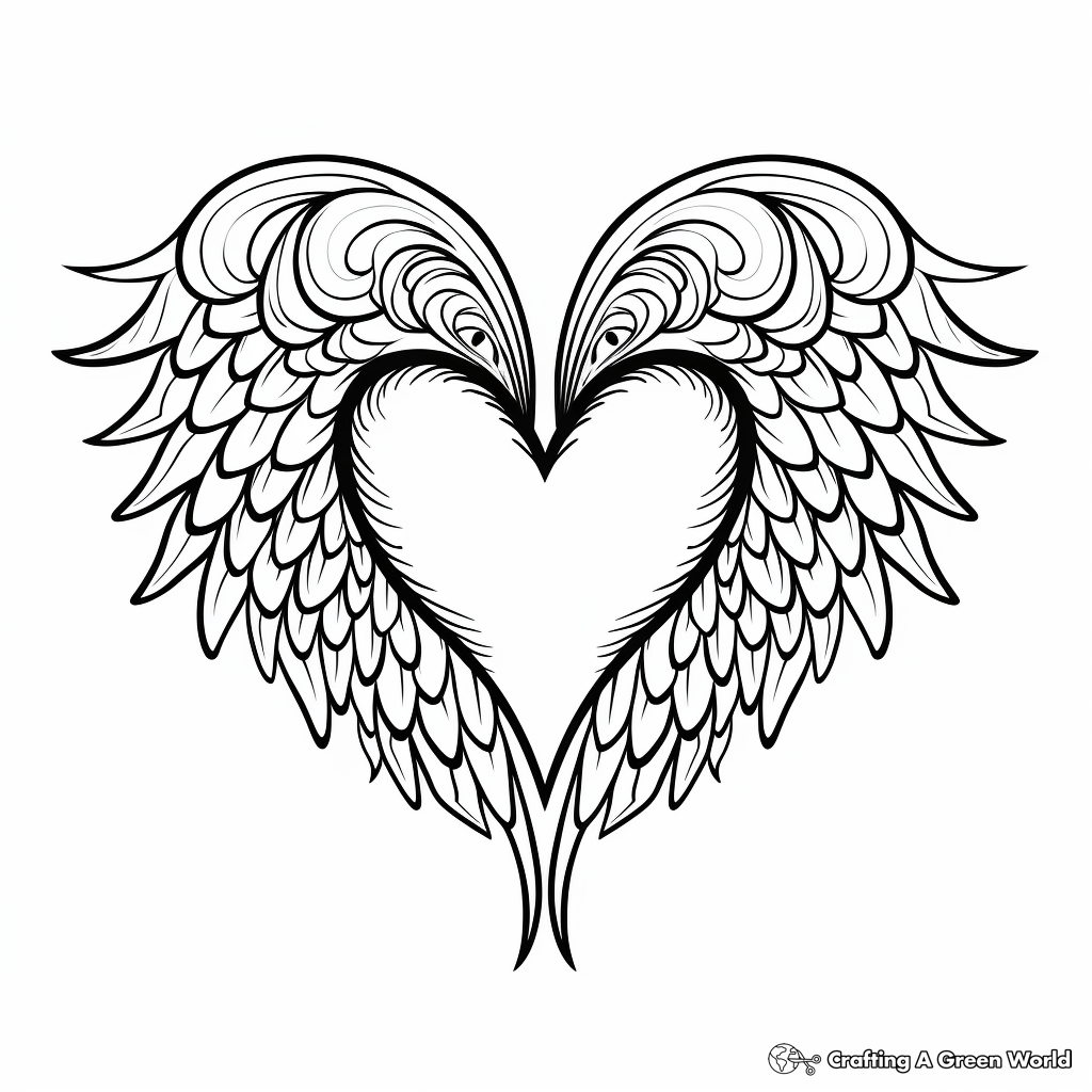 Heart with wings coloring pages