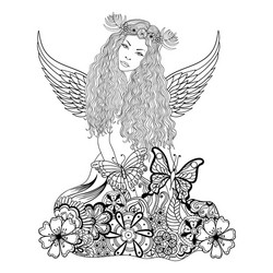 Angel wing coloring page vector images over