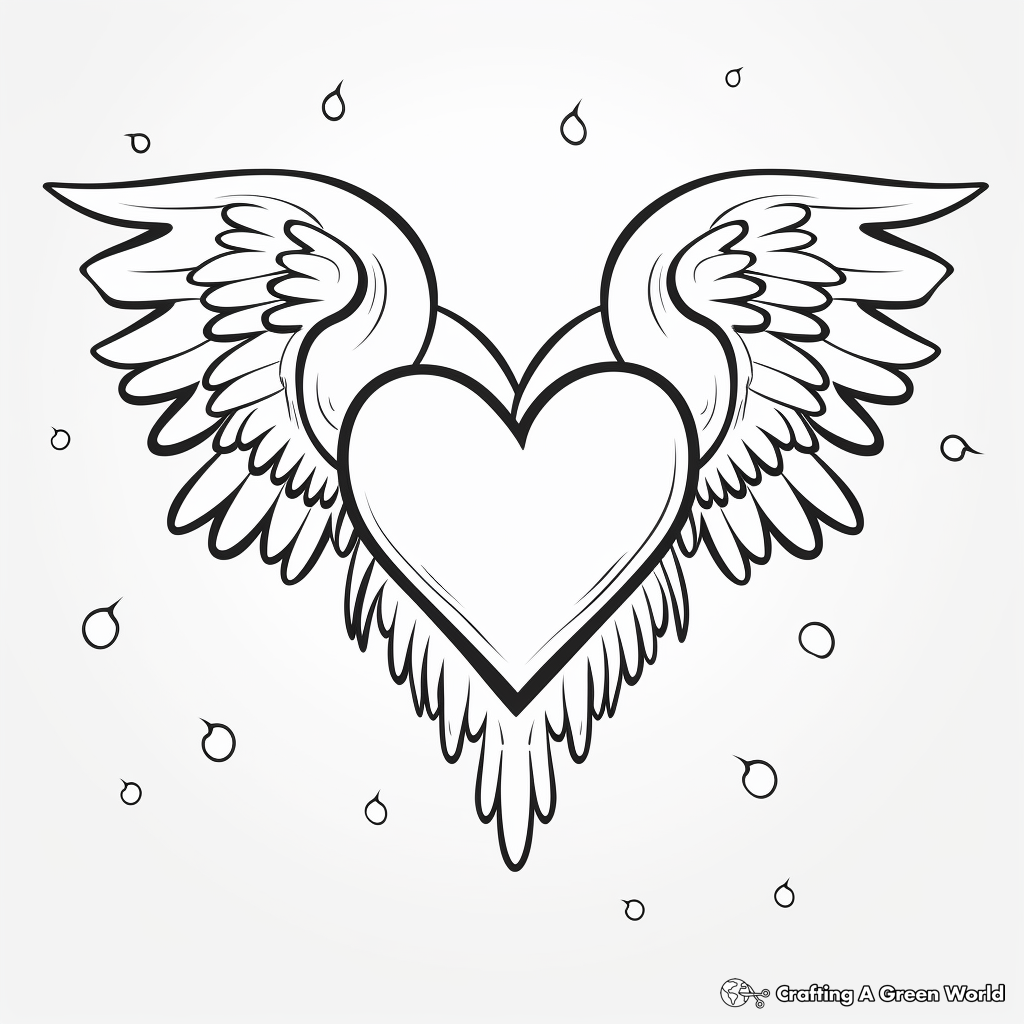 Heart with wings coloring pages