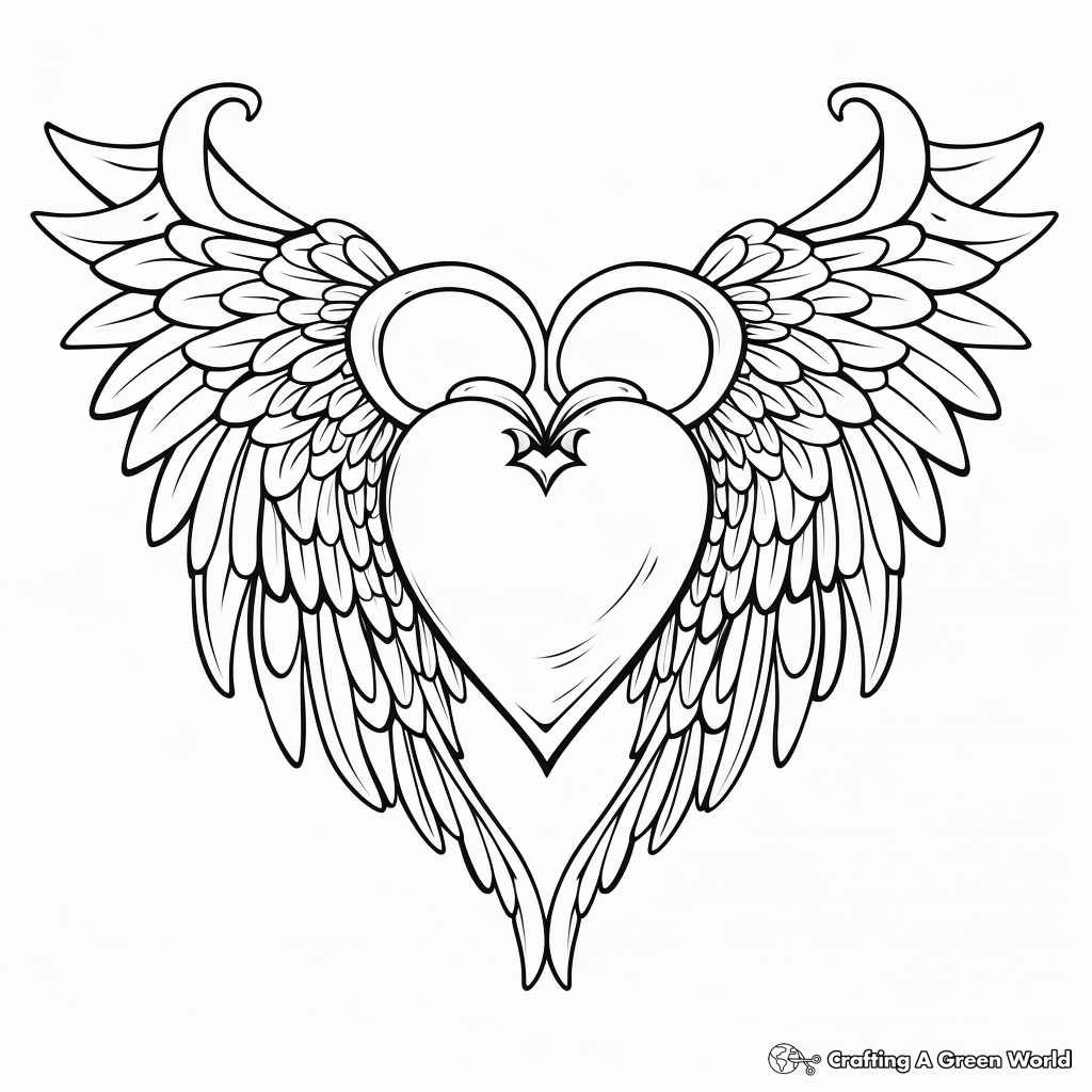 Heart with wings coloring pages