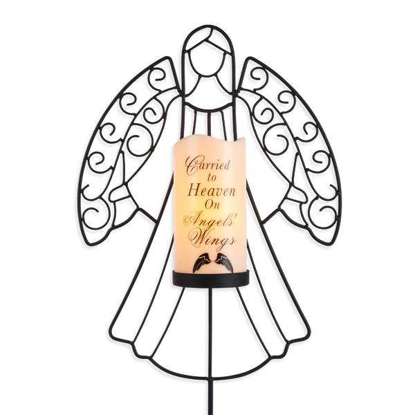 Memorial angel stake with led timer candle