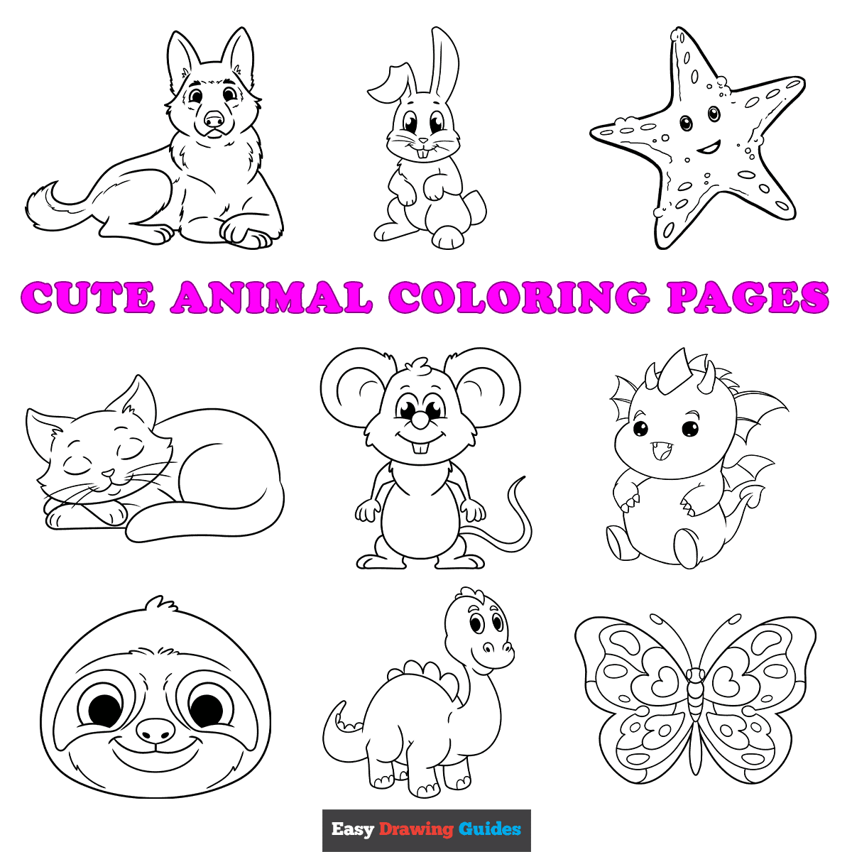 Free printable cute animal coloring pages for kids