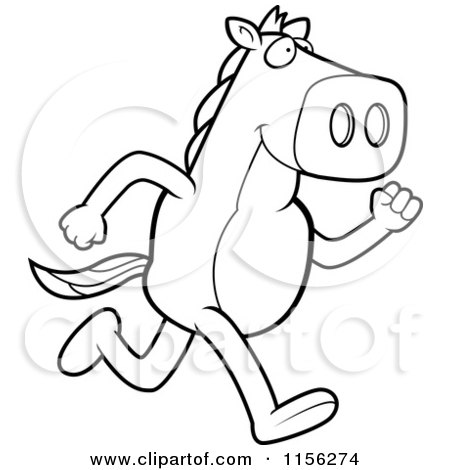 Cartoon clipart of a black and white horse running on his hind legs