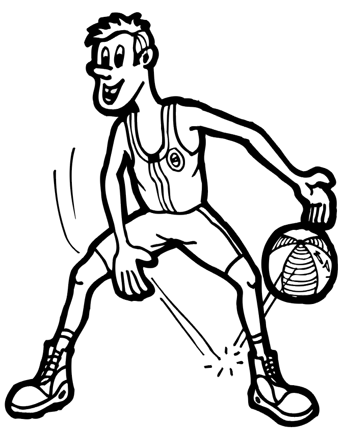 Basketball coloring picture dribbling between the legs