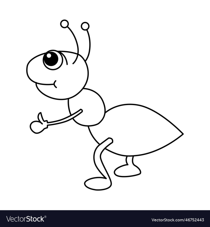 Free ant cartoon coloring page for kids