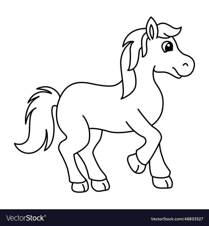 Free cute horse cartoon coloring page for kids