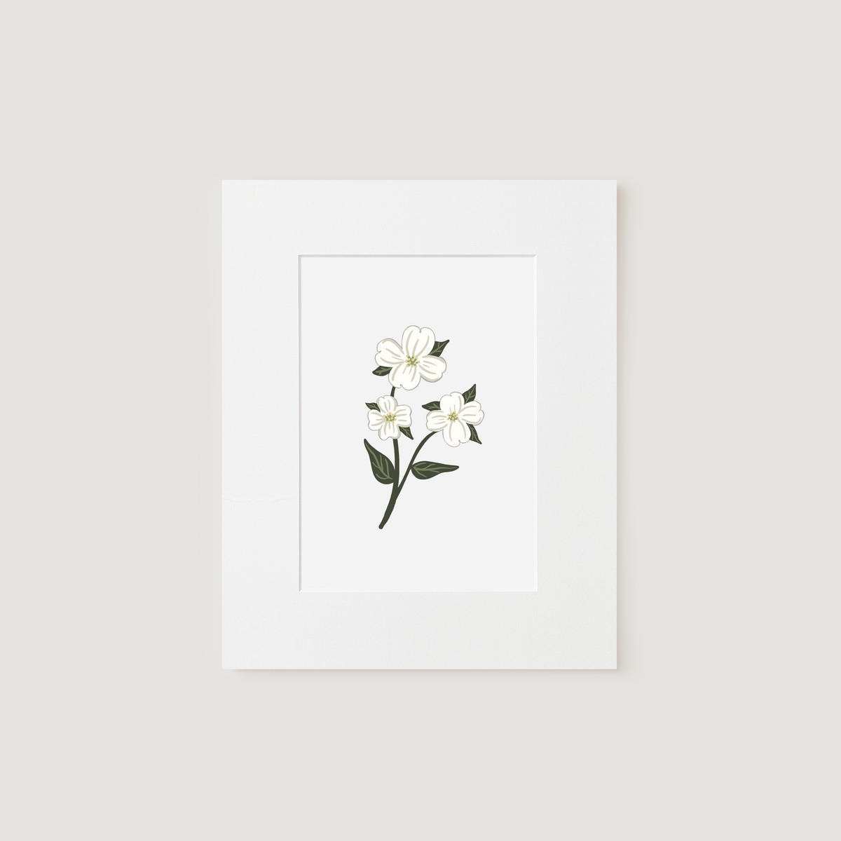 Matted art print dogwood flowers doster paper co