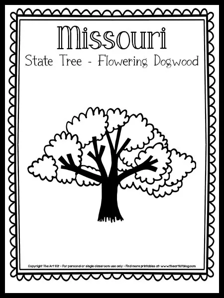 Missouri state tree coloring page flowering dogwood free printable â the art kit