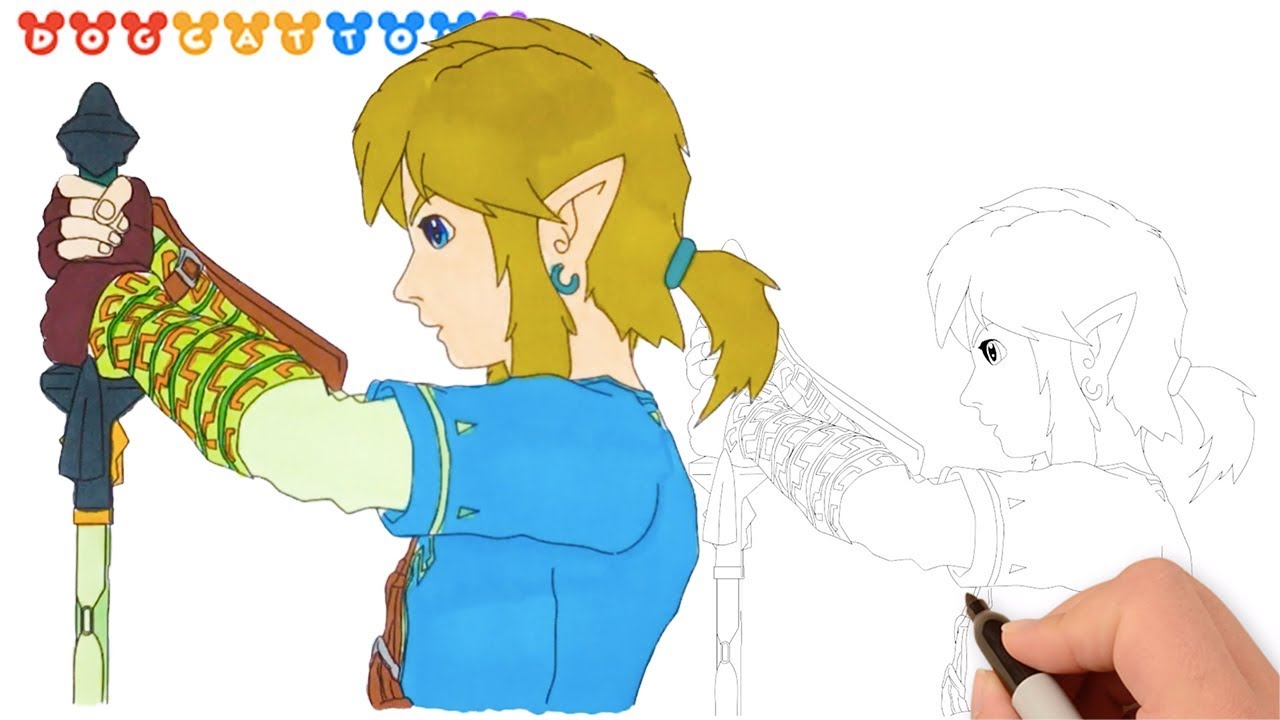 Speed drawing the legend of zelda link drawing coloring pages videos for kids