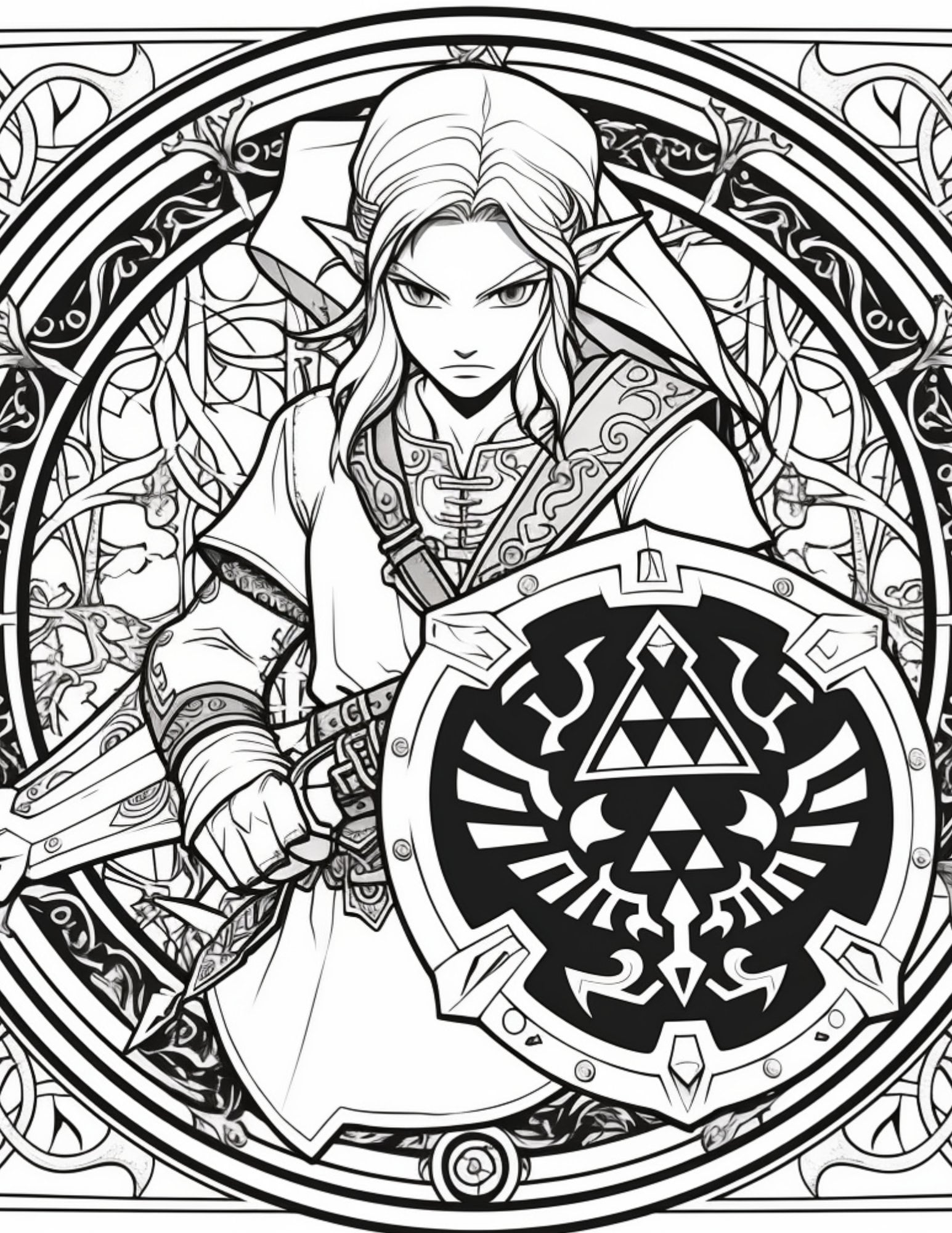 Fun past time legend of zelda coloring pages link princess zelda triforce coloring page fantasy loz gamer coloring ai art coloring book