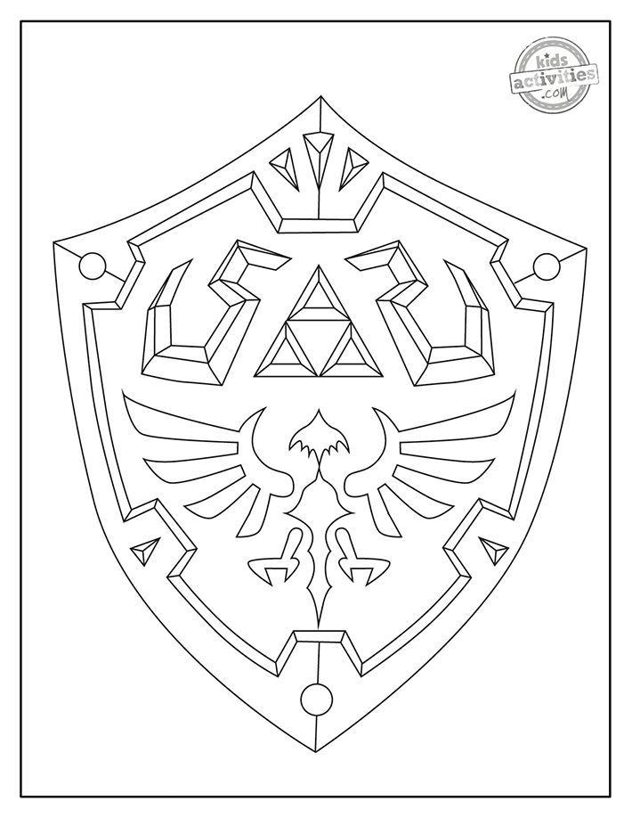 Free printable legend of zelda coloring pages zelda tattoo shield template shield drawing