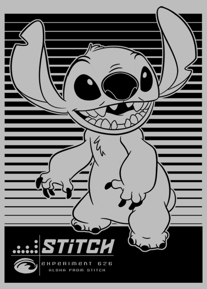 Mens lilo stitch black and white experiment smiles t