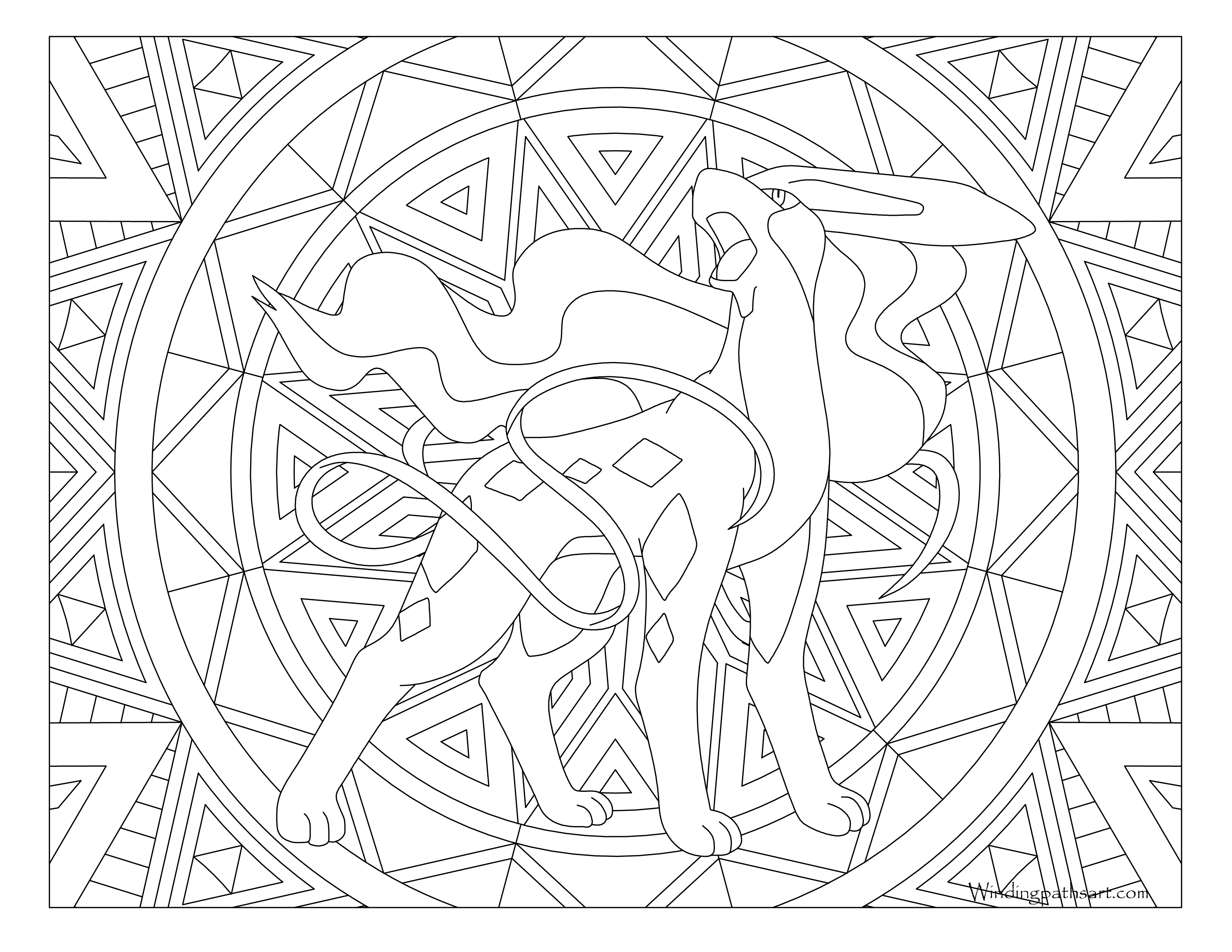 Suicune pokemon coloring page