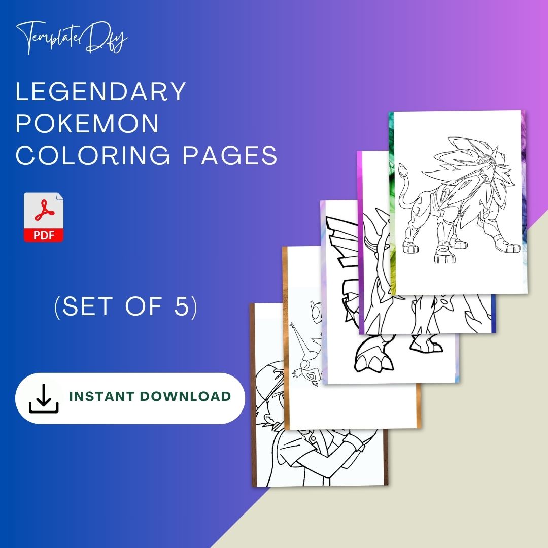 Legendary pokemon coloring pages printable template in pdf â