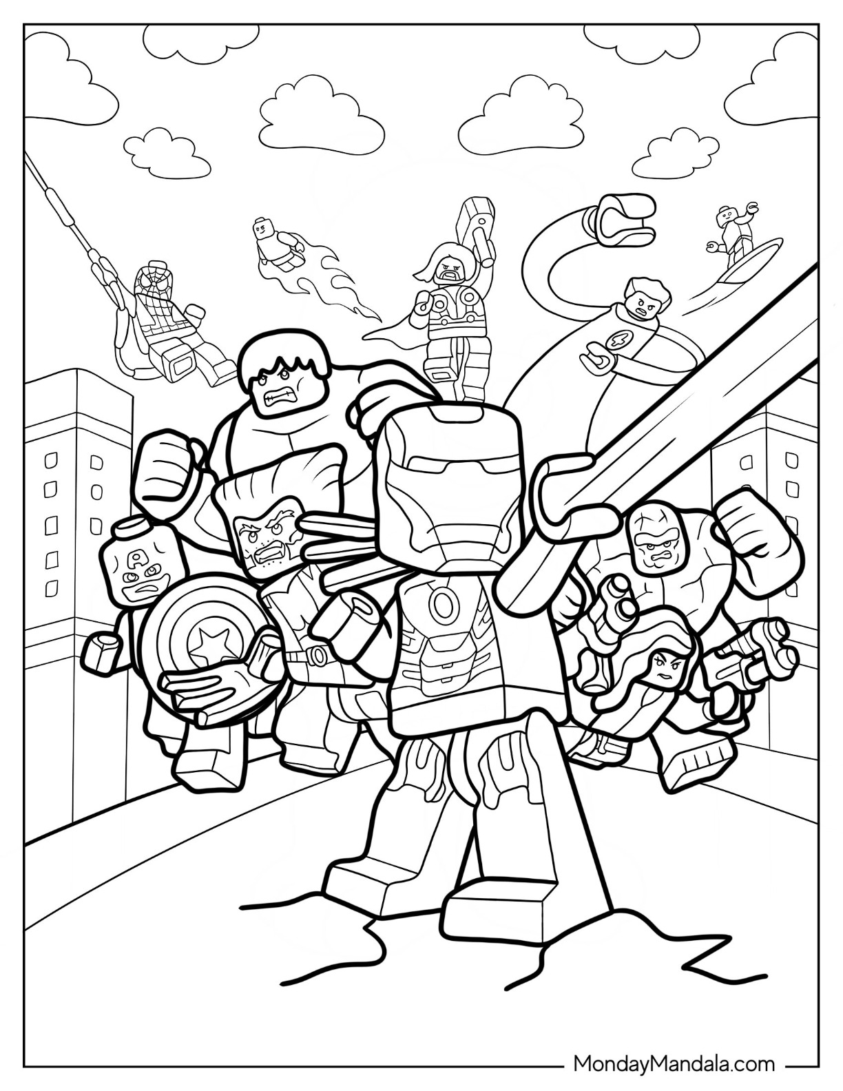 Lego avengers coloring pages free pdf printables