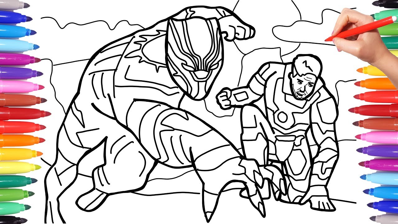 Black panther and iron an coloring pages arvel avengers coloring book how to draw the avengers