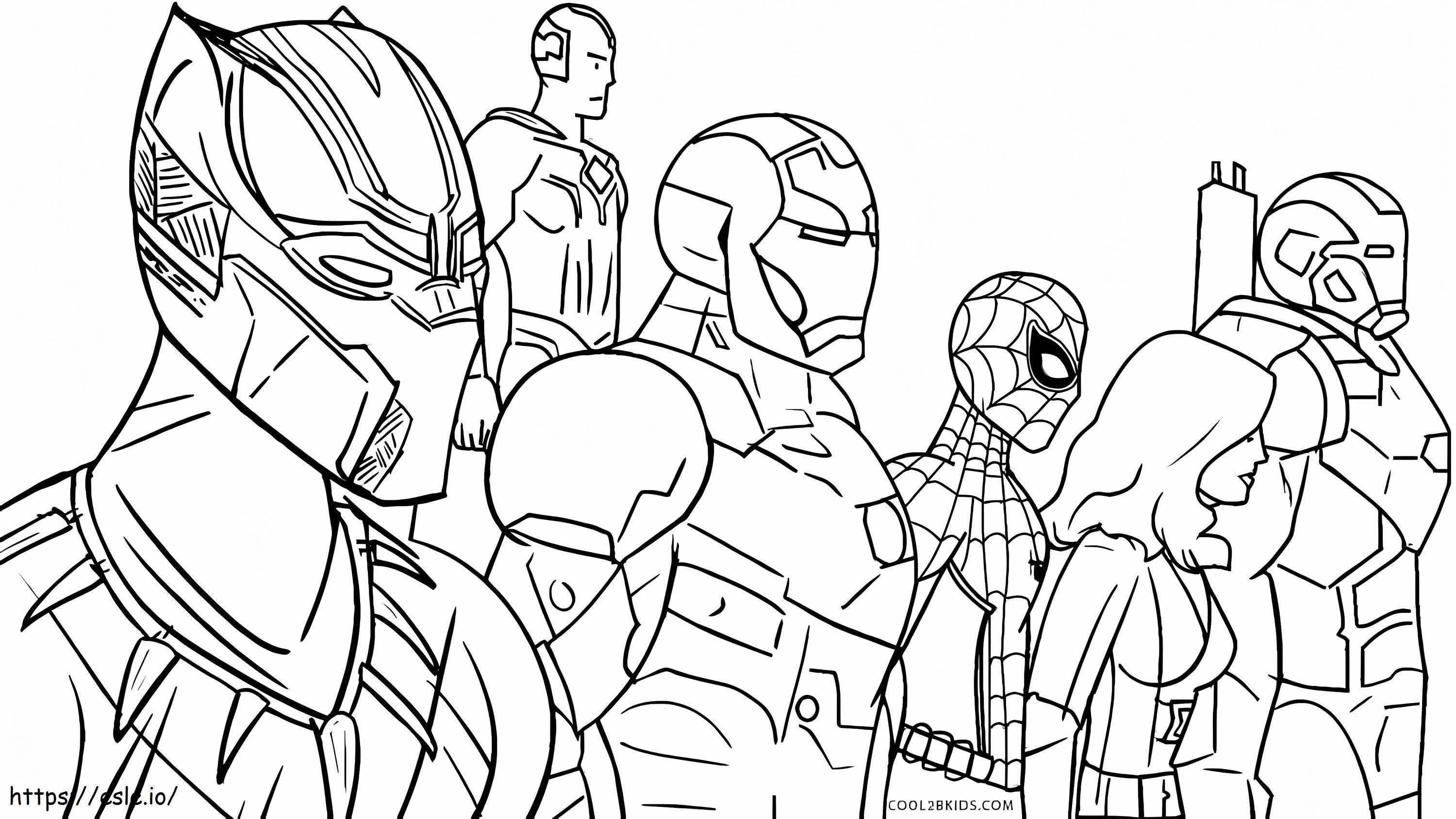 Black panther and avenger coloring page